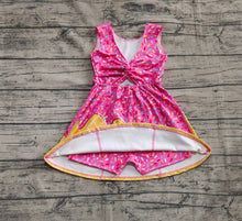 Load image into Gallery viewer, Baby Girls Pink Ice-cream Drip Yoga Skort Knee Length Dresses
