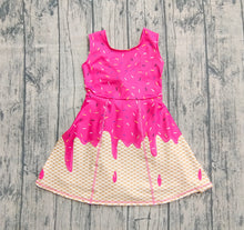 Load image into Gallery viewer, Baby Girls Pink Ice-cream Drip Yoga Skort Knee Length Dresses
