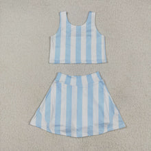 Load image into Gallery viewer, Sibling Baby Girls Sleeveless Stripe Plaid Athletic Skorts Dresses Sets
