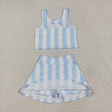 Load image into Gallery viewer, Sibling Baby Girls Sleeveless Stripe Plaid Athletic Skorts Dresses Sets
