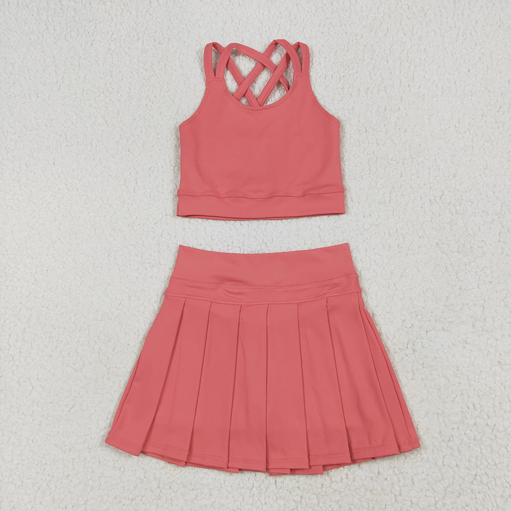 Baby Girls Peach Strap Vest Top Skort Yoga Sets