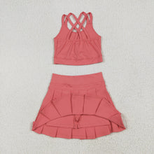 Load image into Gallery viewer, Baby Girls Peach Strap Vest Top Skort Yoga Sets
