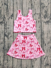 Load image into Gallery viewer, Baby Girls Sleeveless Pink Bows Top Skorts Yoga Sets

