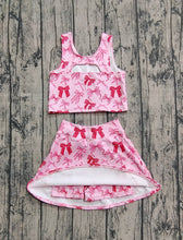 Load image into Gallery viewer, Baby Girls Sleeveless Pink Bows Top Skorts Yoga Sets
