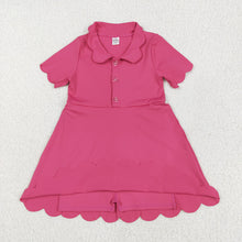 Load image into Gallery viewer, Sibling 3 Colors Baby Girls Short Sleeves Scallop Yoga Knee Length Dresses
