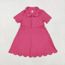Load image into Gallery viewer, Sibling 3 Colors Baby Girls Short Sleeves Scallop Yoga Knee Length Dresses
