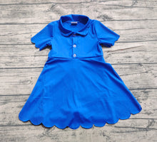 Load image into Gallery viewer, Baby Girls Blue Short Sleeves Button Yoga Knee Length Dresses
