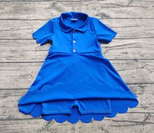 Load image into Gallery viewer, Baby Girls Blue Short Sleeves Button Yoga Knee Length Dresses
