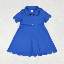 Load image into Gallery viewer, Sibling 3 Colors Baby Girls Short Sleeves Scallop Yoga Knee Length Dresses
