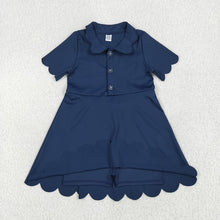 Load image into Gallery viewer, Sibling 3 Colors Baby Girls Short Sleeves Scallop Yoga Knee Length Dresses
