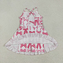 Load image into Gallery viewer, Baby Girls Strap Hot Pink Bows Plaid Activity Wear Yoga Knee Length Dresses
