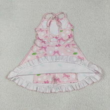 Load image into Gallery viewer, Baby Girls Strap Pink Bows Golf Flags Activity Wear Yoga Knee Length Dresses
