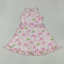 Load image into Gallery viewer, Sibling Baby Girls Strap Bows Golf Plaid Activity Wear Yoga Knee Length Dresses
