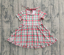 Load image into Gallery viewer, Baby Girls Red Green Checked Christmas Ruffle Knee Length Dresses
