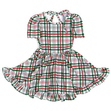 Load image into Gallery viewer, Baby Girls Red Green Checked Christmas Ruffle Knee Length Dresses
