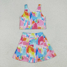Load image into Gallery viewer, Sibling Baby Girls Sleeveless Watercolor Yoga Short Athletic Dresses
