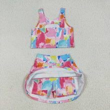 Load image into Gallery viewer, Sibling Baby Girls Sleeveless Watercolor Yoga Short Athletic Dresses
