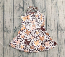 Load image into Gallery viewer, Baby Girls Strap Brown Bows Leopard Shorts Knee Length Dresses
