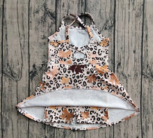 Load image into Gallery viewer, Baby Girls Strap Brown Bows Leopard Shorts Knee Length Dresses
