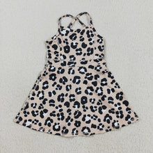 Load image into Gallery viewer, Sibling 3 Colors Baby Girls Colorful Leopard Shorts Yoga Active Knee Length Dresses Set
