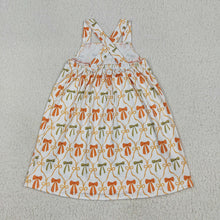 Load image into Gallery viewer, Baby Girls Straps Orange Bows Pockets Knee Length Dresses
