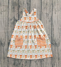 Load image into Gallery viewer, Baby Girls Straps Orange Bows Pockets Knee Length Dresses
