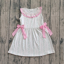 Load image into Gallery viewer, Baby Girls Pink Floral Stripe Bows Knee Length Dresses
