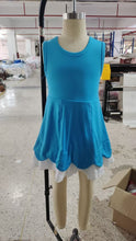 Load image into Gallery viewer, Baby Girls Blue Sleeveless Lace Ruffle Yoga Active Knee Length Dresses
