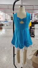 Load image into Gallery viewer, Baby Girls Blue Sleeveless Lace Ruffle Yoga Active Knee Length Dresses
