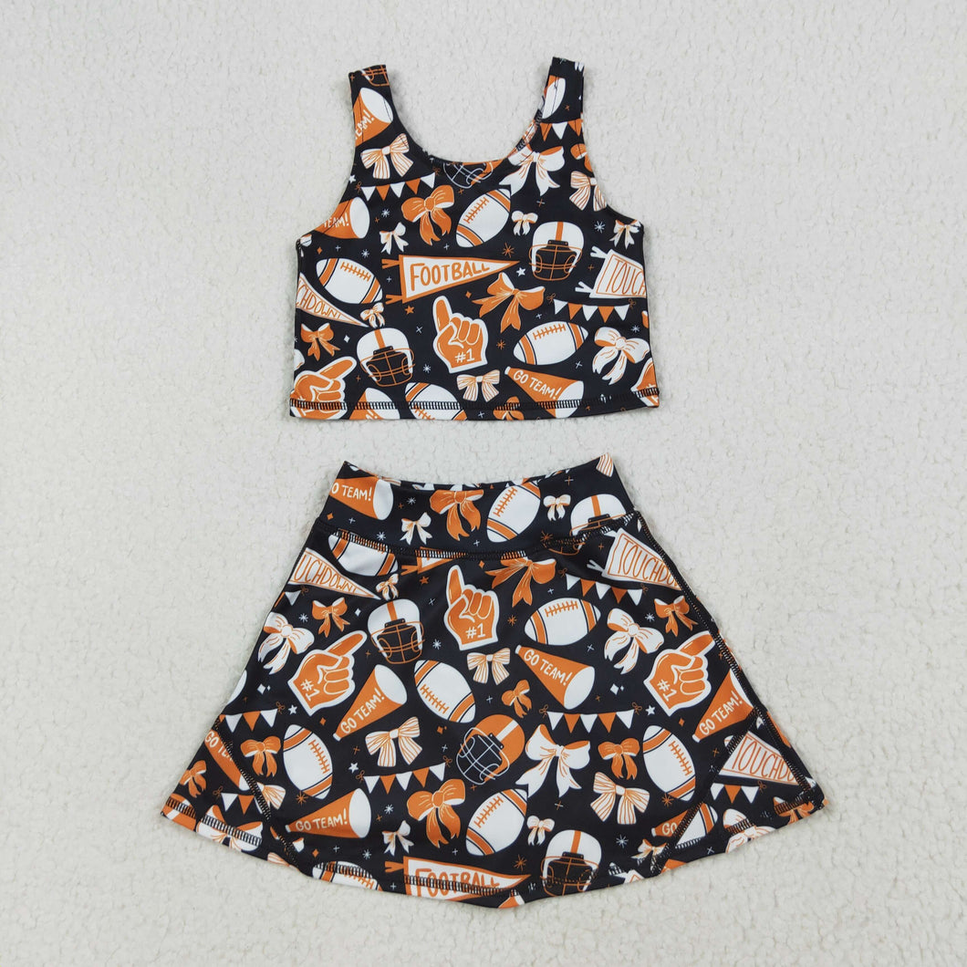 Sibling Baby Girls Sleeveless Bows Cheer Plaid Yoga Athletic Skorts Team Sets Knee Length Dress
