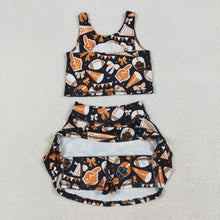 Load image into Gallery viewer, Sibling Baby Girls Sleeveless Bows Cheer Plaid Yoga Athletic Skorts Team Sets Knee Length Dress
