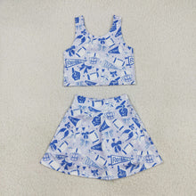 Load image into Gallery viewer, Sibling Baby Girls Sleeveless Bows Plaid Cheer Vest Top Yoga Athletic Skorts Team Sets
