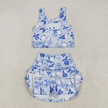 Load image into Gallery viewer, Sibling Baby Girls Sleeveless Bows Plaid Cheer Vest Top Yoga Athletic Skorts Team Sets
