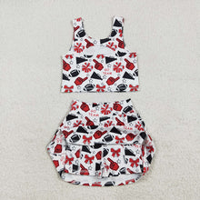 Load image into Gallery viewer, Baby Girls Team Red Football Bows Vest Top Short Skirts Yoga Sets
