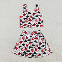 Load image into Gallery viewer, Sibling Baby Girls Sleeveless Bows Plaid Cheer Vest Top Yoga Athletic Skorts Team Sets
