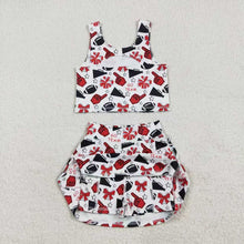 Load image into Gallery viewer, Sibling Baby Girls Sleeveless Bows Plaid Cheer Vest Top Yoga Athletic Skorts Team Sets
