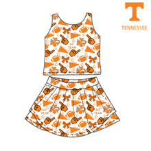 Load image into Gallery viewer, Baby Girls Yellow Footballs T Vest Skorts Team Yoga Active Set
