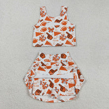 Load image into Gallery viewer, Baby Girls Yellow Footballs T Vest Skorts Team Yoga Active Set
