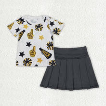 Load image into Gallery viewer, Sibling Baby Girls Cheer Plaid Shirts Top Yoga Skorts Team Sets
