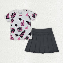 Load image into Gallery viewer, Sibling Baby Girls Cheer Plaid Shirts Top Yoga Skorts Team Sets
