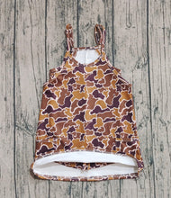 Load image into Gallery viewer, Baby Girls Strap Brown Camo Pockets Shorts Yoga Active Knee Length Dresses
