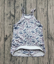 Load image into Gallery viewer, Baby Girls Strap Light Gray Camo Shorts Inside Pockets Yoga Dresses

