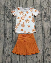 Load image into Gallery viewer, Baby Girls Short Sleeves Orange Cheer Team Top Yoga Skorts Sets
