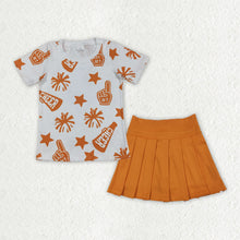 Load image into Gallery viewer, Sibling Baby Girls Cheer Plaid Shirts Top Yoga Skorts Team Sets
