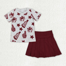Load image into Gallery viewer, Sibling Baby Girls Cheer Plaid Shirts Top Yoga Skorts Team Sets
