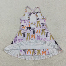 Load image into Gallery viewer, Baby Girls Lavender Strap Bows Plaid Shorts Yoga Knee Length Dresses

