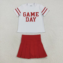 Load image into Gallery viewer, Baby Girls Vinyl Red Game Day Top Pleated Skorts Yoga Active Team Set
