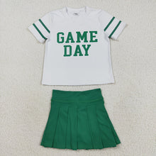 Load image into Gallery viewer, Baby Girls Vinyl Green Game Day Top Pleated Skorts Yoga Active Team Set
