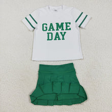 Load image into Gallery viewer, Baby Girls Vinyl Green Game Day Top Pleated Skorts Yoga Active Team Set
