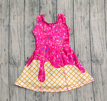 Load image into Gallery viewer, Baby Girls Darkpink Drip Sprinkles Team Yoga Active Knee Length Dresses

